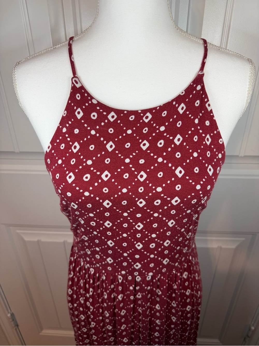 LOFT Red Boho Print Sleeveless Maxi Dress Size Small - Picture 8 of 11